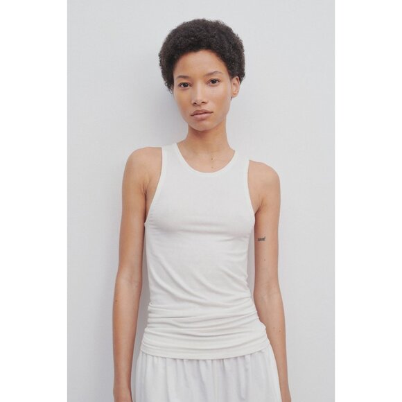 The Row Womens White Racerback Tank Top XS Sleeveless Casual Cotton Blend - Picture 14 of 15